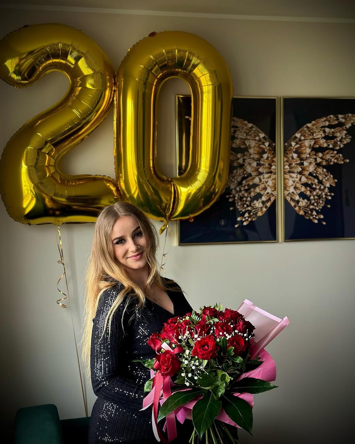 Gold Mylar Balloons - 40 inch Number 100, Gold Foil Balloon for 100 Birthday Party & Anniversary Celebrations