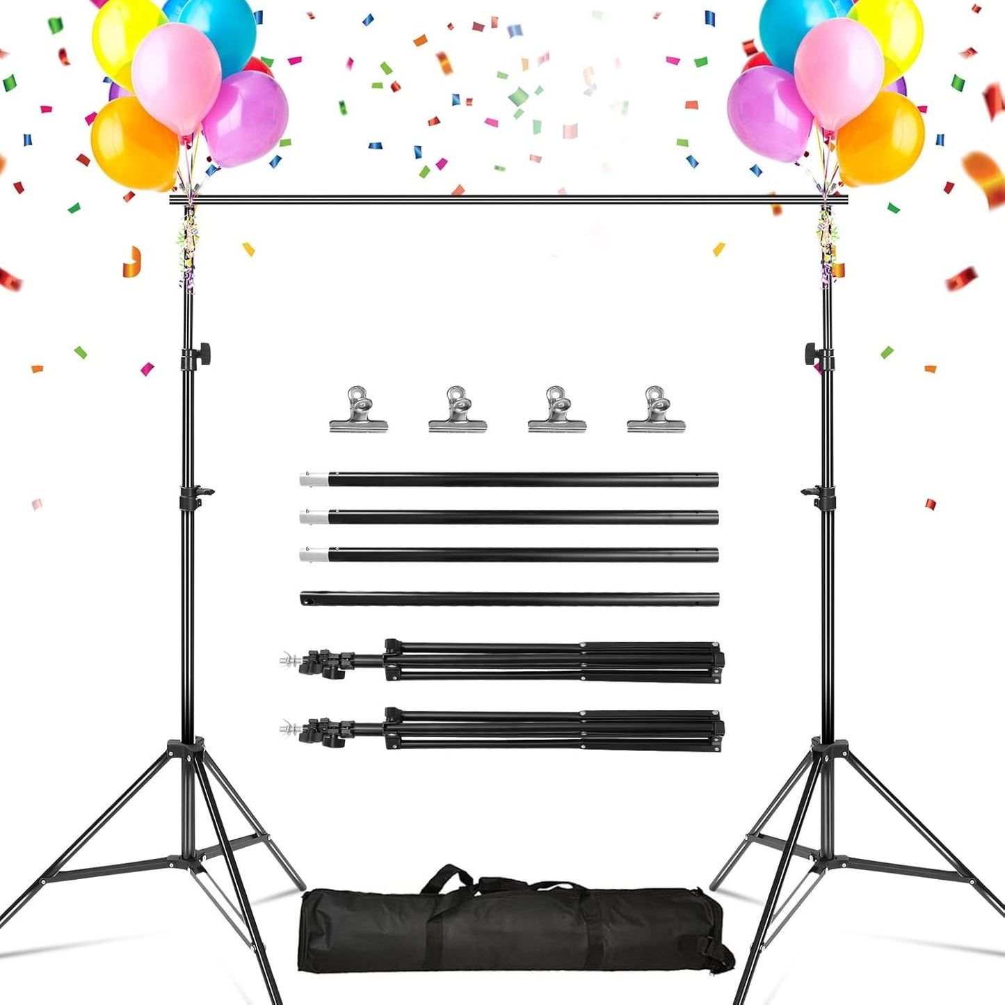 iMounTEK Backdrop Stand Photo Video Studio, 10Ft Wide Adjustable Backdrop Stand, Background Support System Kit with Clamps Carry Bag for Photography/Wedding/Party Decoration