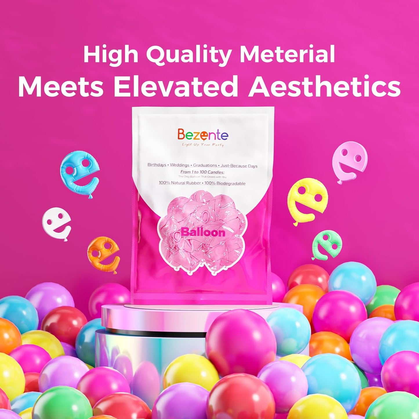 Bezente Purple Balloons Latex Party Balloons - 100 Pack 12 inch Round Helium Purple Balloons for Wedding Graduation Halloween Birthday Party Decorations