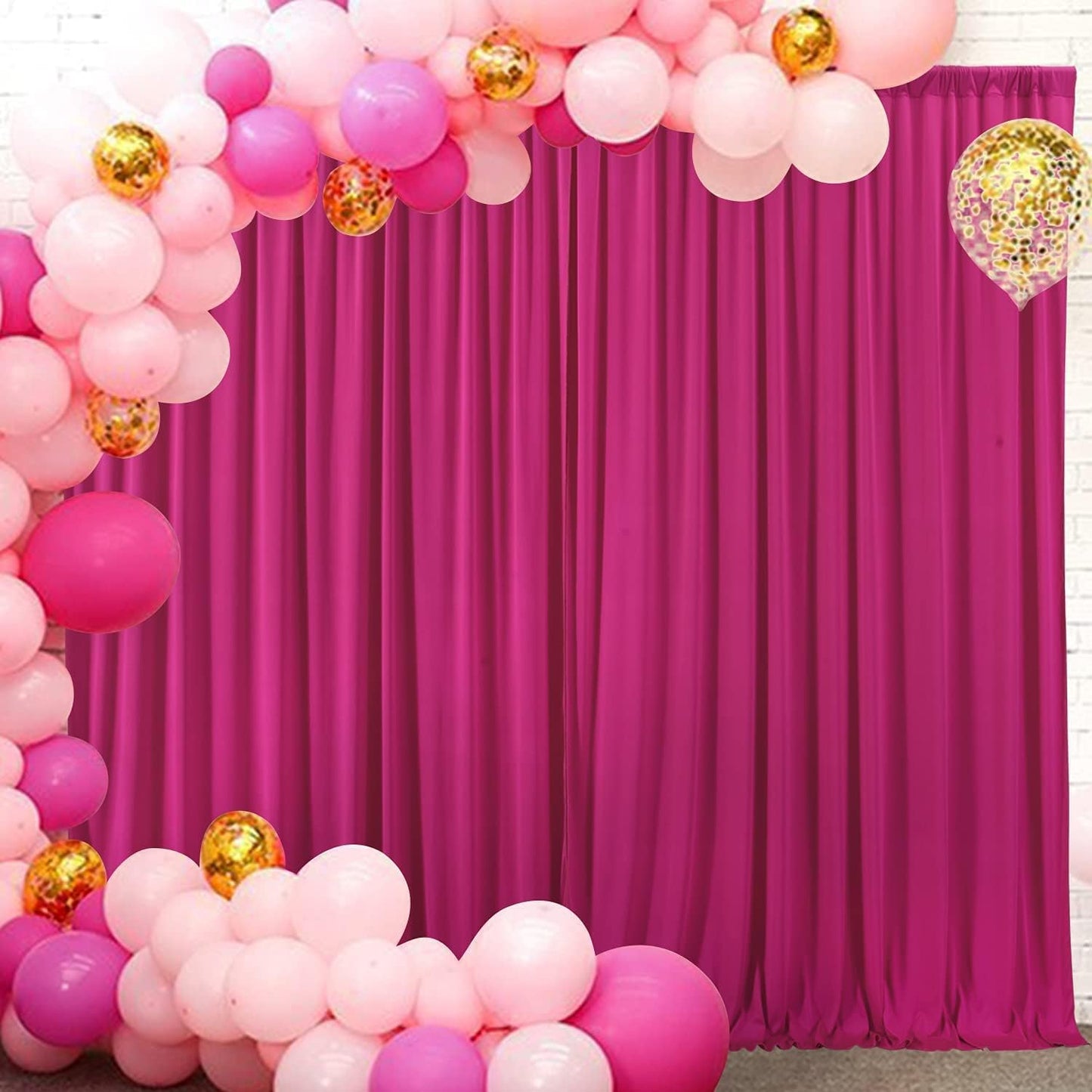AK TRADING CO. 10 feet Wide x 12 feet Long IFR Polyester Backdrop Drapes Curtains Panels with Rod Pockets - Wedding Ceremony Party Home Window Decorations - Fuchsia