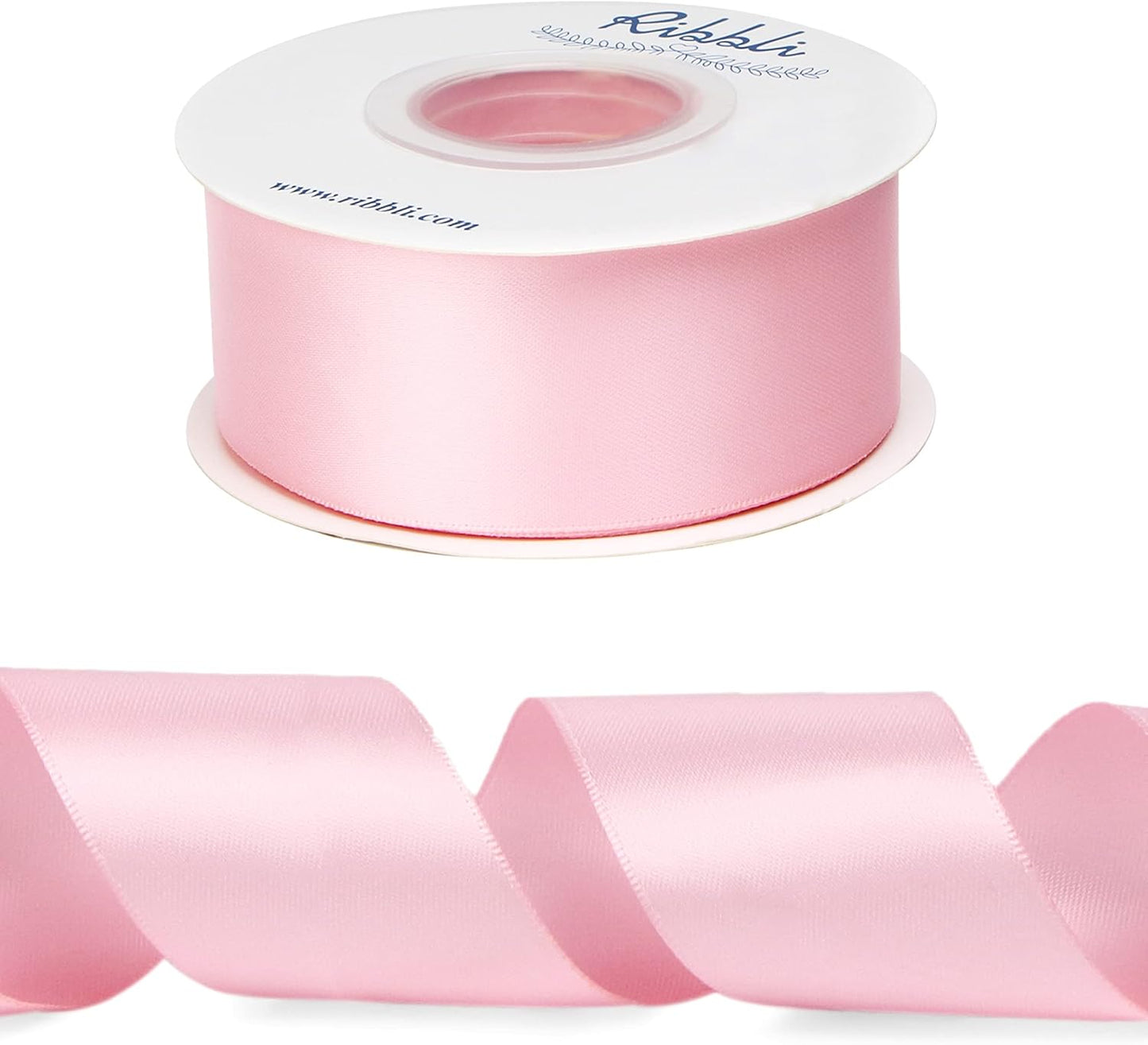 Ribbli Light Pink Double Faced Satin Ribbon,1-1/2” x Continuous 25 Yards,Use for Bows Bouquet,Gift Wrapping,Baby Shower,Floral Arrangement