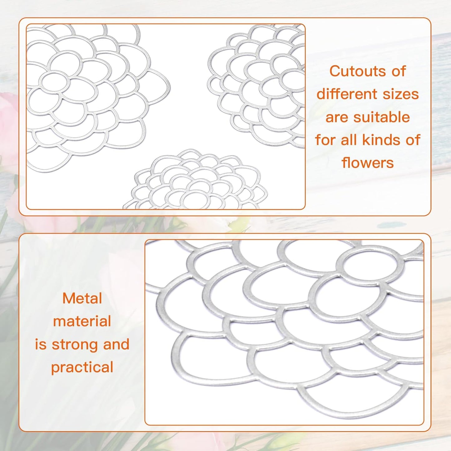 KOYILTD 3 Pcs Modern Flower Frog Metal Flower Arrangement Holder Floral Grid Used for Vase Flower Arrangement Art Convenient Stem Holder for Flowers Flower Frog Organizer Metal Lid for Vase (Silver)