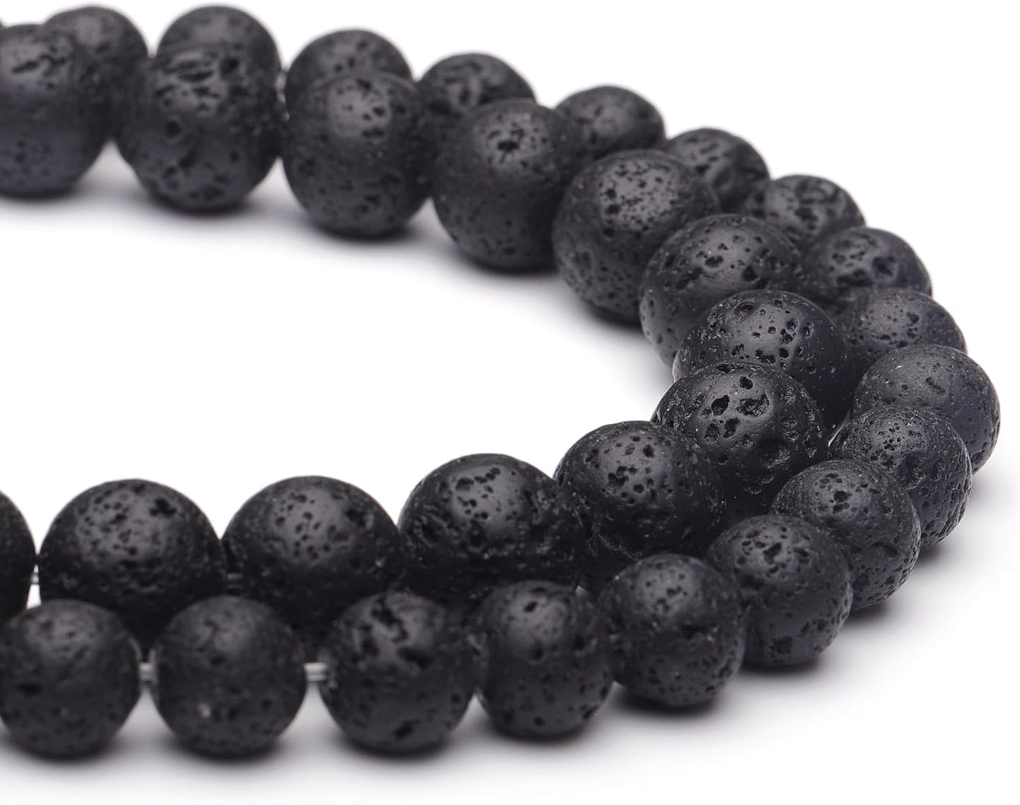 6mm Natural Stone Beads for Jewelry Making,Black Lava Polished Smooth Round Gemstone Beads for Bracelet Necklace 15 Inch