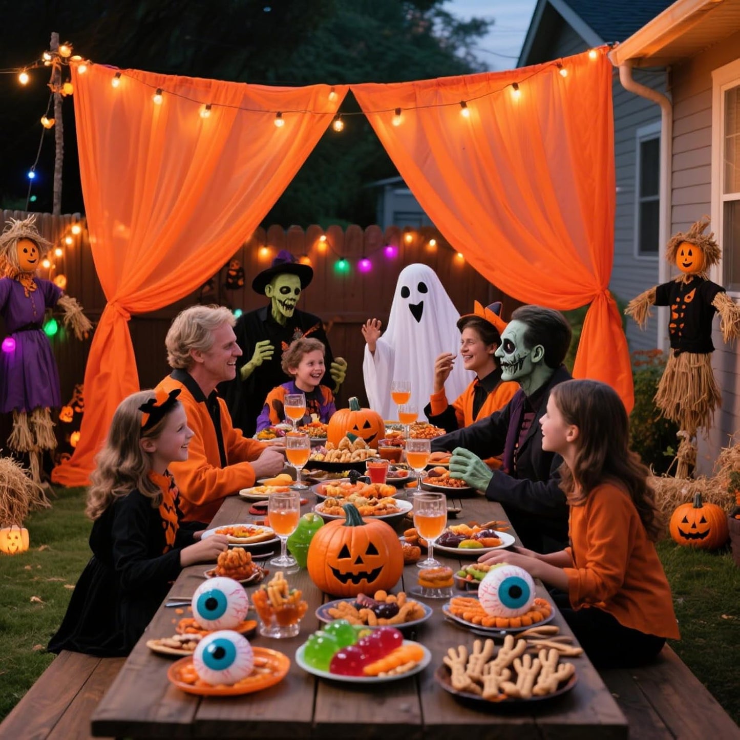 VOK Orange Wedding Arch Draping Fabric Chiffon Fabric, 29in x 18Ft Sheer Chiffon Outdoor Curtain for Wedding Ceremony Birthday Party Decoration (Orange,1 Panel)