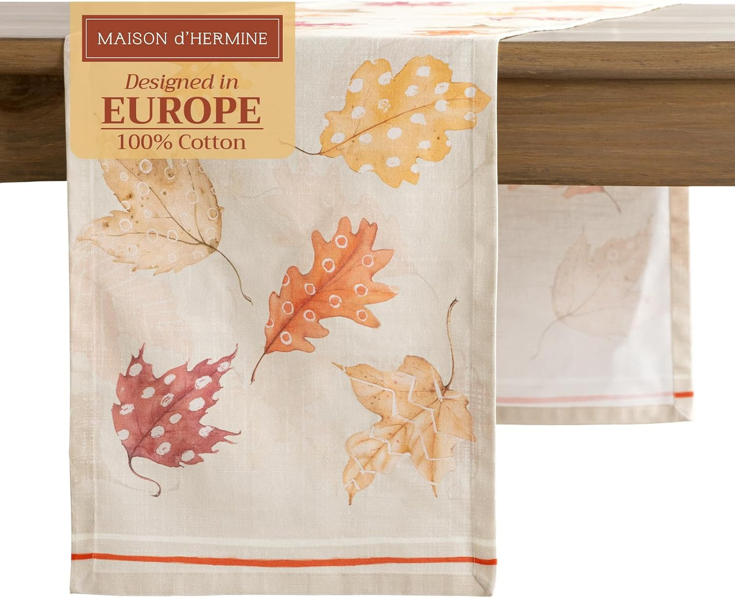 Maison d' Hermine Table Runner 100% Cotton Single Layer Table Runners 72 inches Long for Thanksgiving Christmas Decorations Home Kitchen Dining Party Wedding (Colours of Autumn, 14.5" x 72")