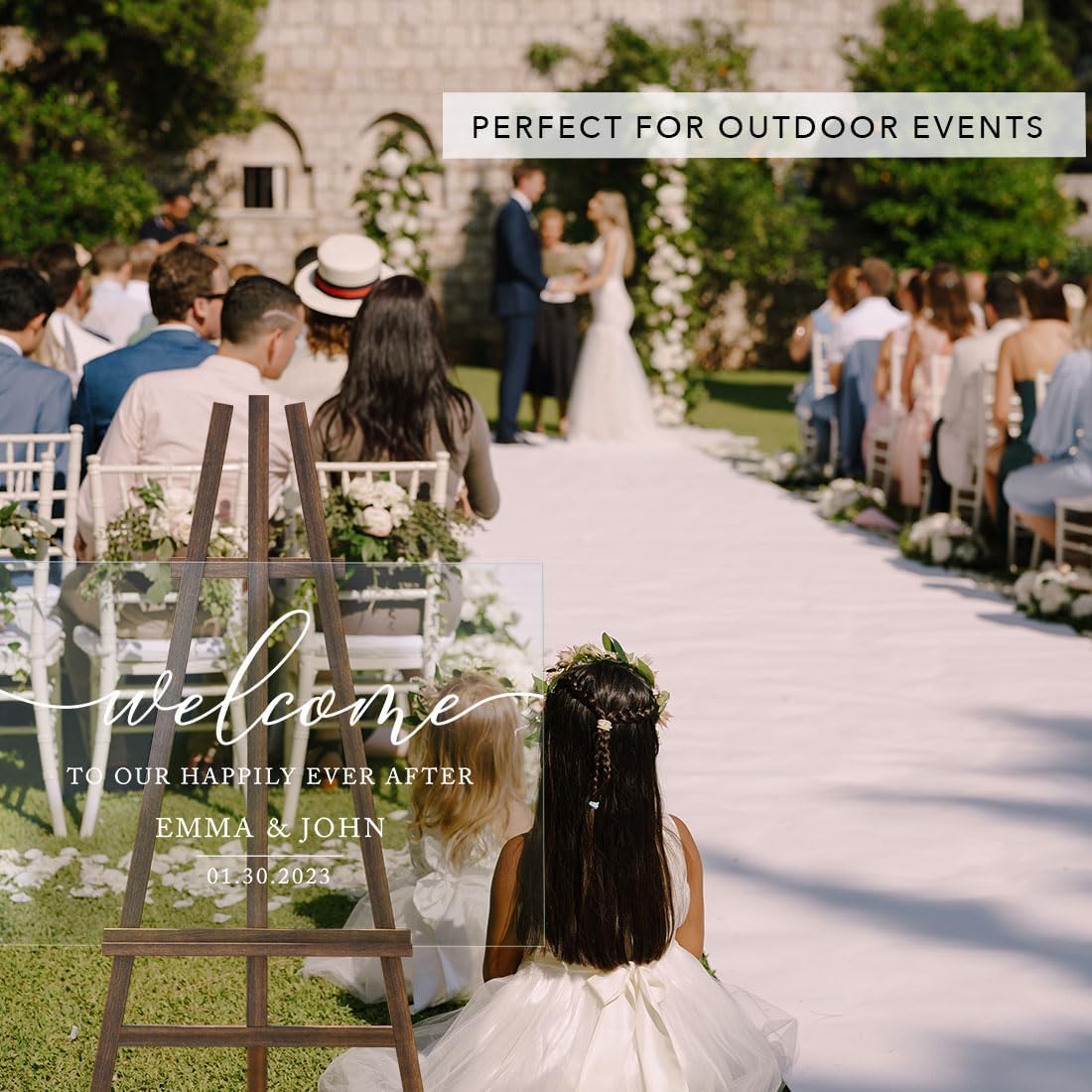 Andaz Press Custom Large Wedding Acrylic Sign, 16 x 24 Inches, Happily Ever After, Personalized Sign, Welcome Sign For Modern Wedding Theme Wedding Decorations