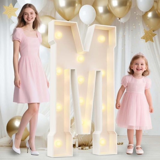 Ledido Marquee Letters 4FT Light Up Letter Marquee Lights Sign, 4 Feet Tall Large Light Up Signs Alphabet Letters Party Lights Decoration for Birthday Graduation Baby Shower Wedding Letter M