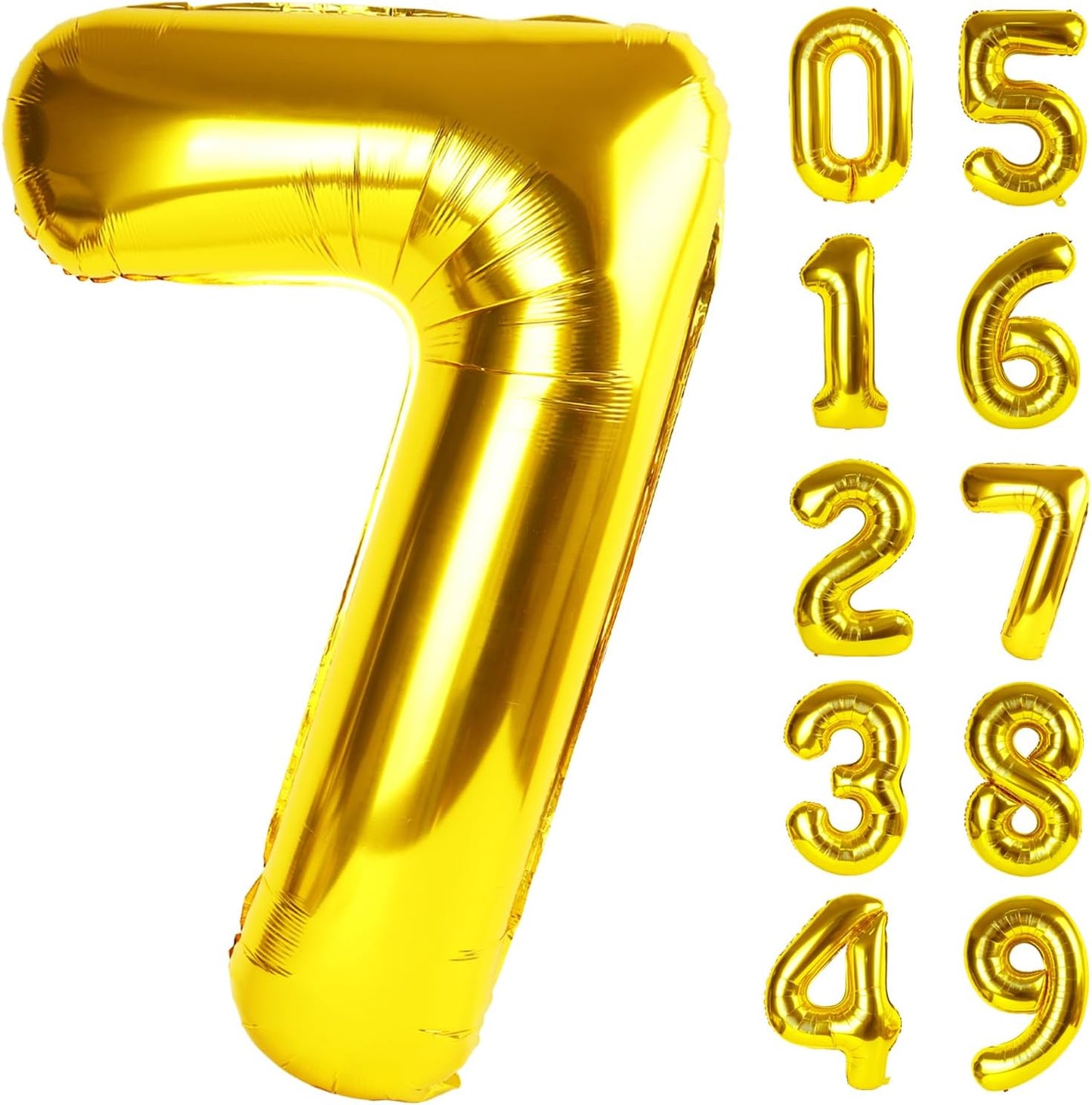 40 Inch Number Balloons Gold 7 Balloons, 7 Birthday Baby Girl Boy 7 17 27 37 Birthday, Birthday Party Supplies Anniversary Event Celebration