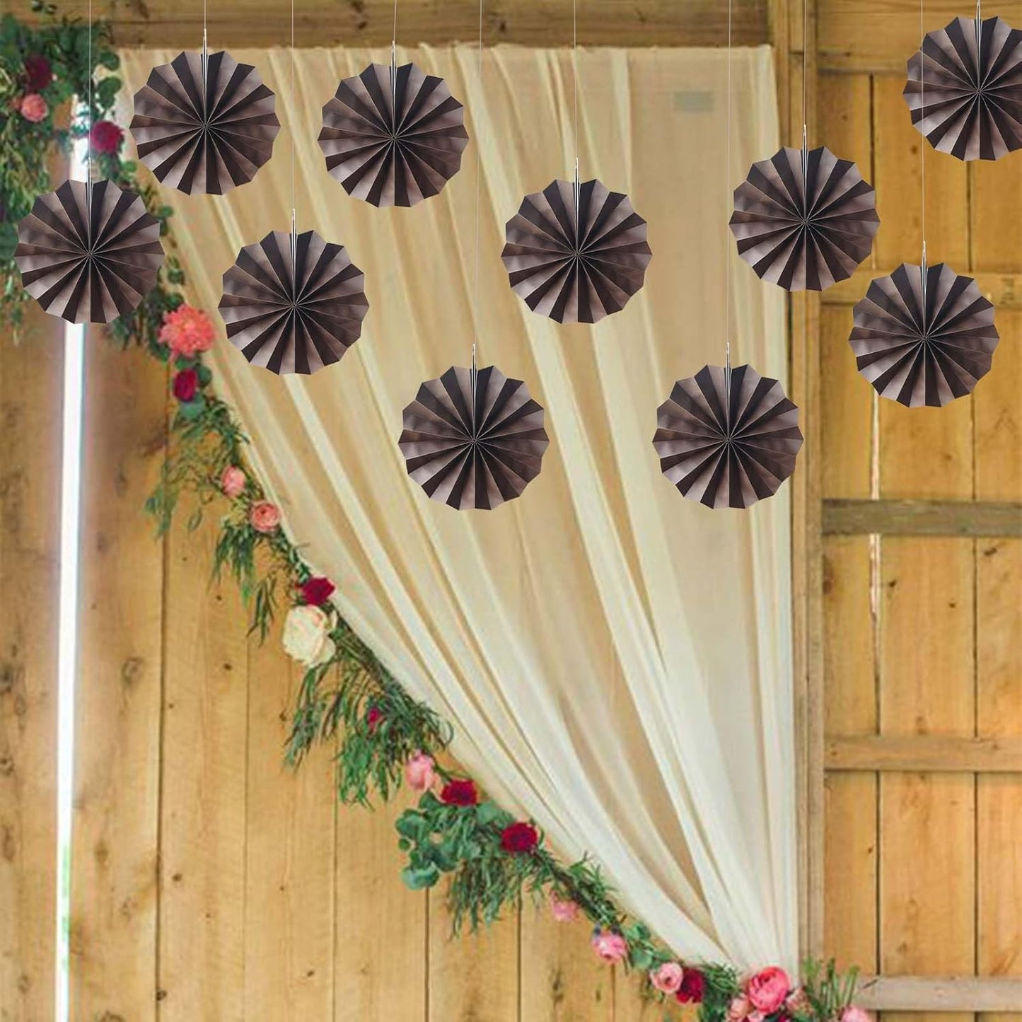 Coffee Party Decorations,Coffee Birthday Decorations,Party Events Accessories,Coffee Themed Party Decorations,Coffee Party,Friends Themed Party 8in Hanging Paper Fans 30 Color DIY Set(Coffee))