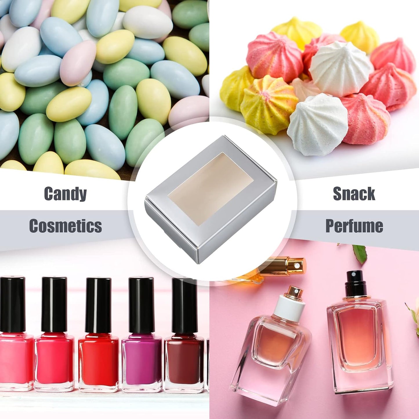 Zonon 30 Pcs Soap Boxes for Homemade Packaging, Mini Kraft Treat Boxes with Window for Bakery Candy Soap Making Gift Packaging(3.5 x 2.4 x 1.2 Inch,Silver)