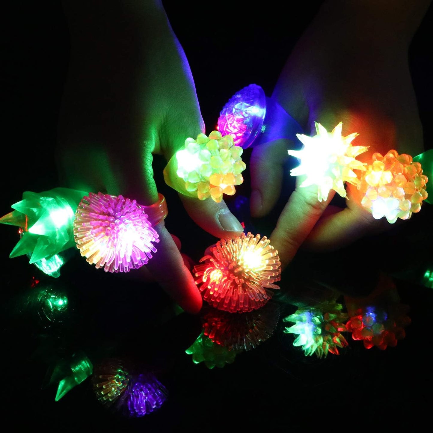 36 Pack LED Glow Rings Halloween Party Favors for Kids, Flashing Rings Glow in Dark Party Supplies, LED Light Up Ring, Goody Bags Stuffers