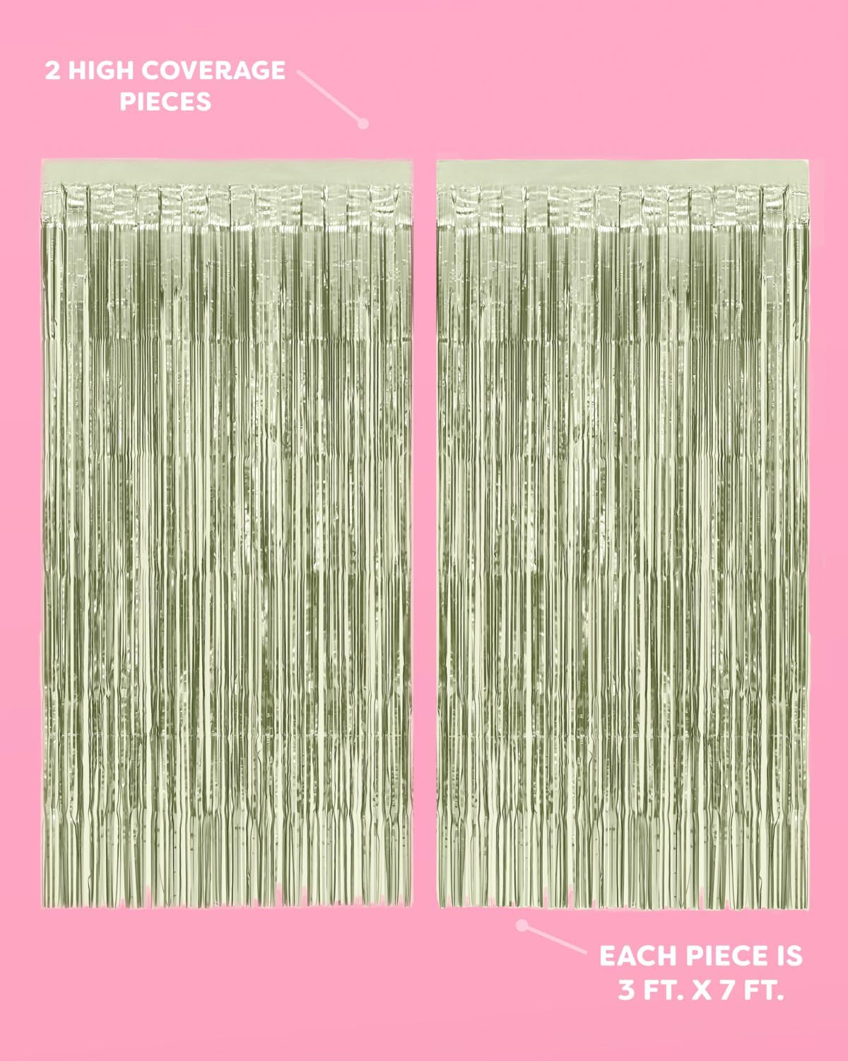 xo, Fetti Party Decorations Sage Green Foil Curtain - Set of 2 | Bachelorette Party Supplies, Cute Birthday Queen Photo Booth, Bach Martini Decor, Bridal Shower Backdrop