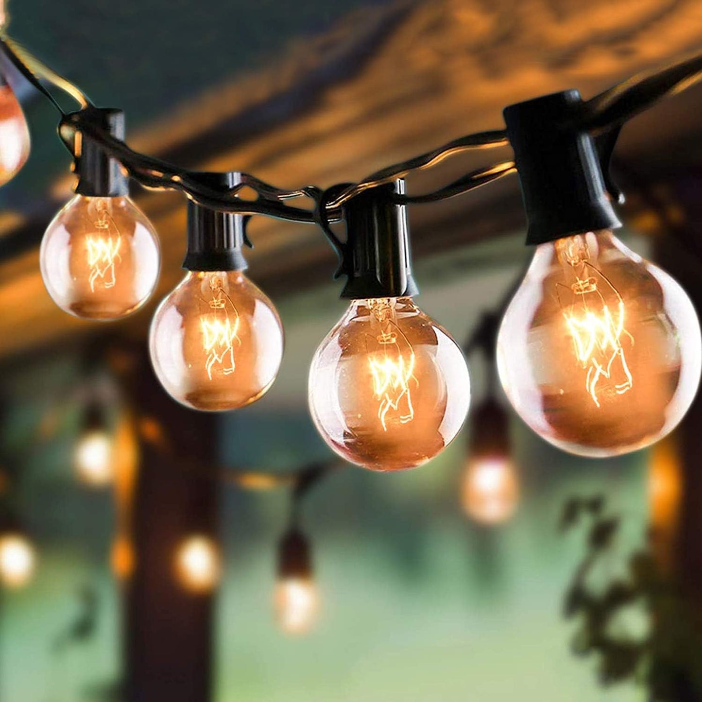 SUNSGNE 100Ft Patio String Lights Waterproof G40 Outdoor String Lights with 105 Clear Edison Bulbs, Globe Bulb Lights for Indoor Outdoor Commercial Decor, E12 Base, Black Wire