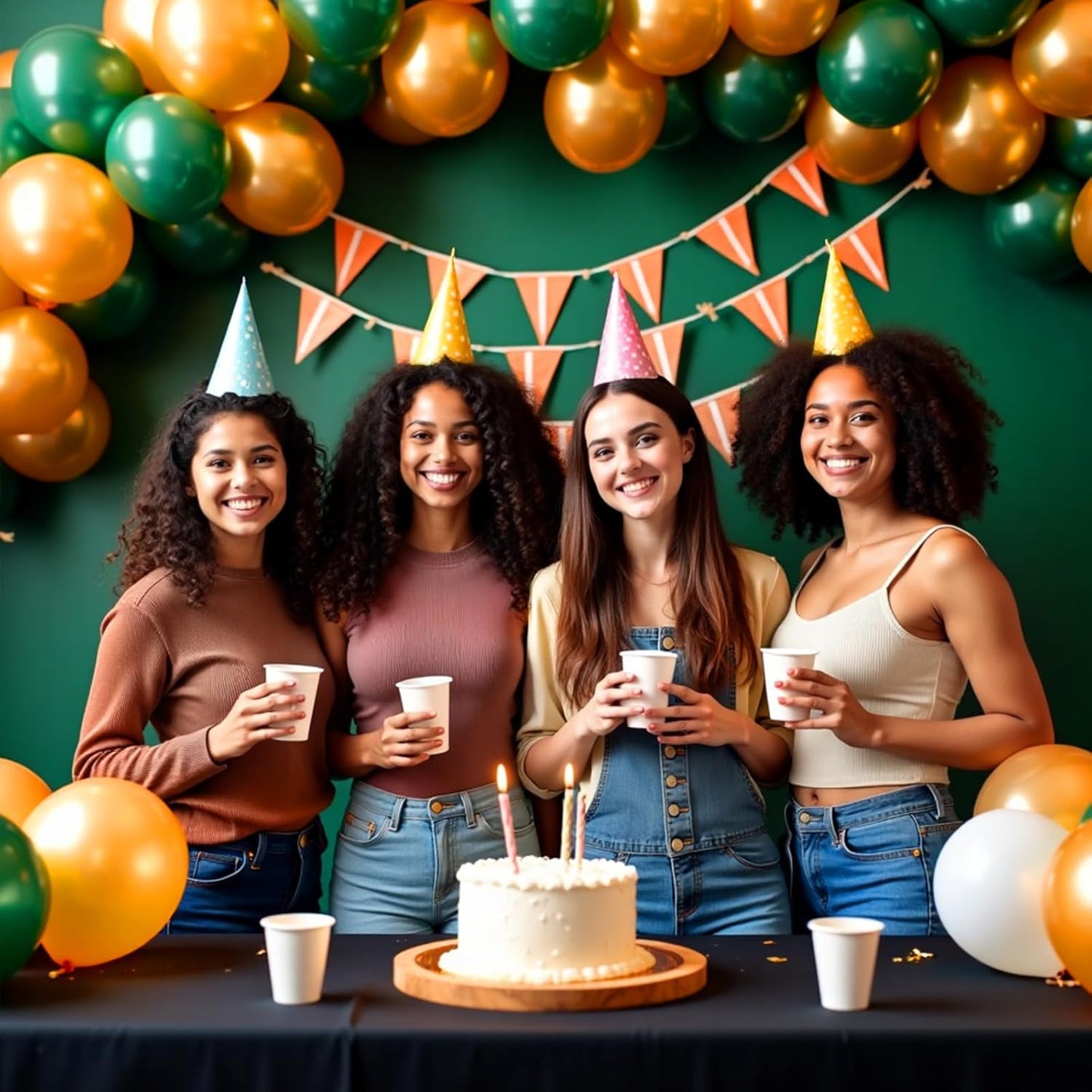 412Pcs Green and Gold Balloon Arch Kit, 18 12 10 5 Inch Different Size Latex Balloons Dark Green and Gold Party Balloons for Birthday Graduation Jungle Party Decorations