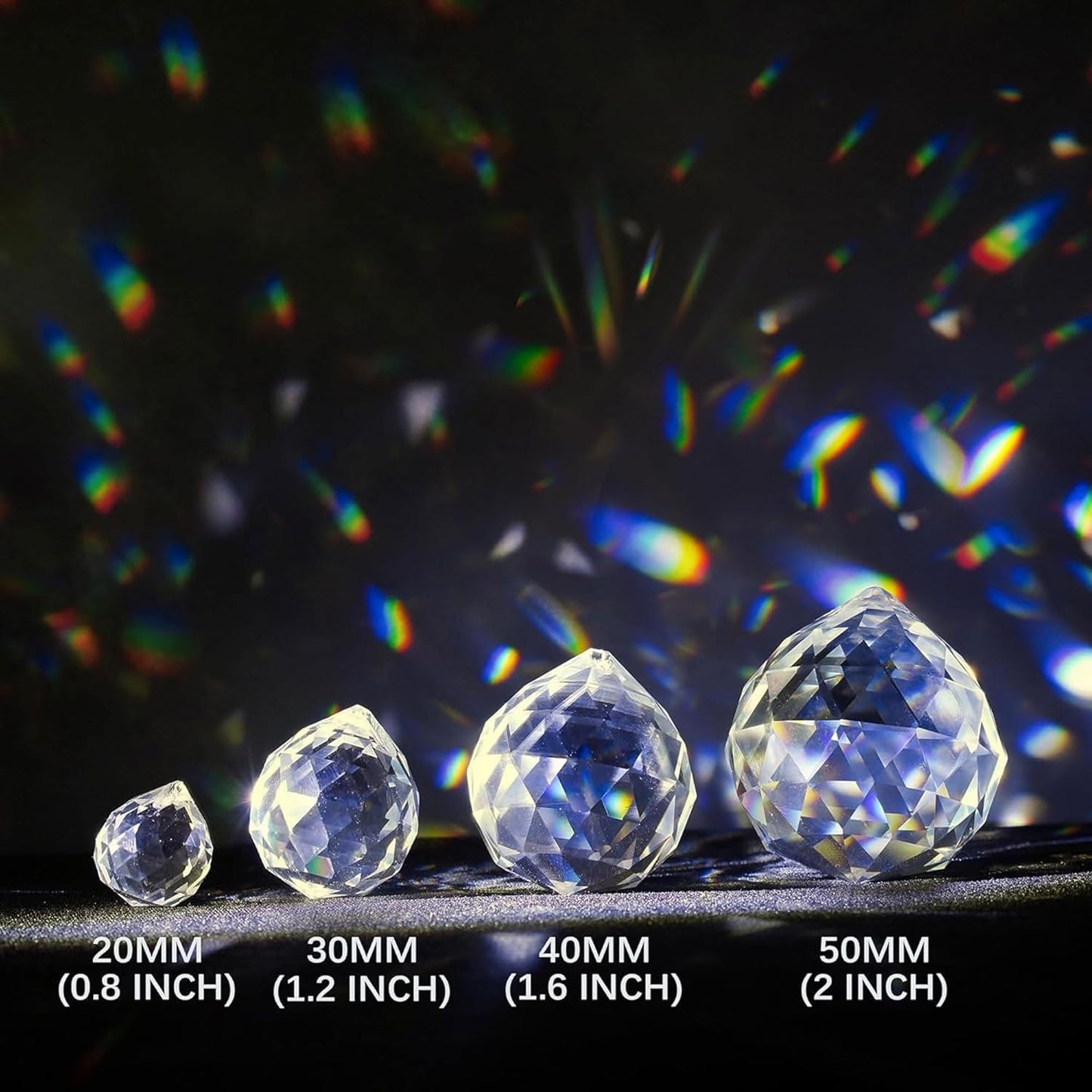 Crystalsuncatcher 20mm/30mm/40mm Clear Crystal Ball Prisms Chandelier Lamp Lighting Drops Hanging Prisms Parts Suncatcher Rainbow Maker Home Decor, Pack of 13