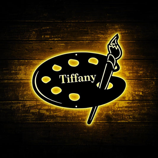 Personalized Artist Palette Metal Wall with LED Lights, Artist Palette Sign, Kids Room Decor,Painting Room Decoration, Living Room Decor