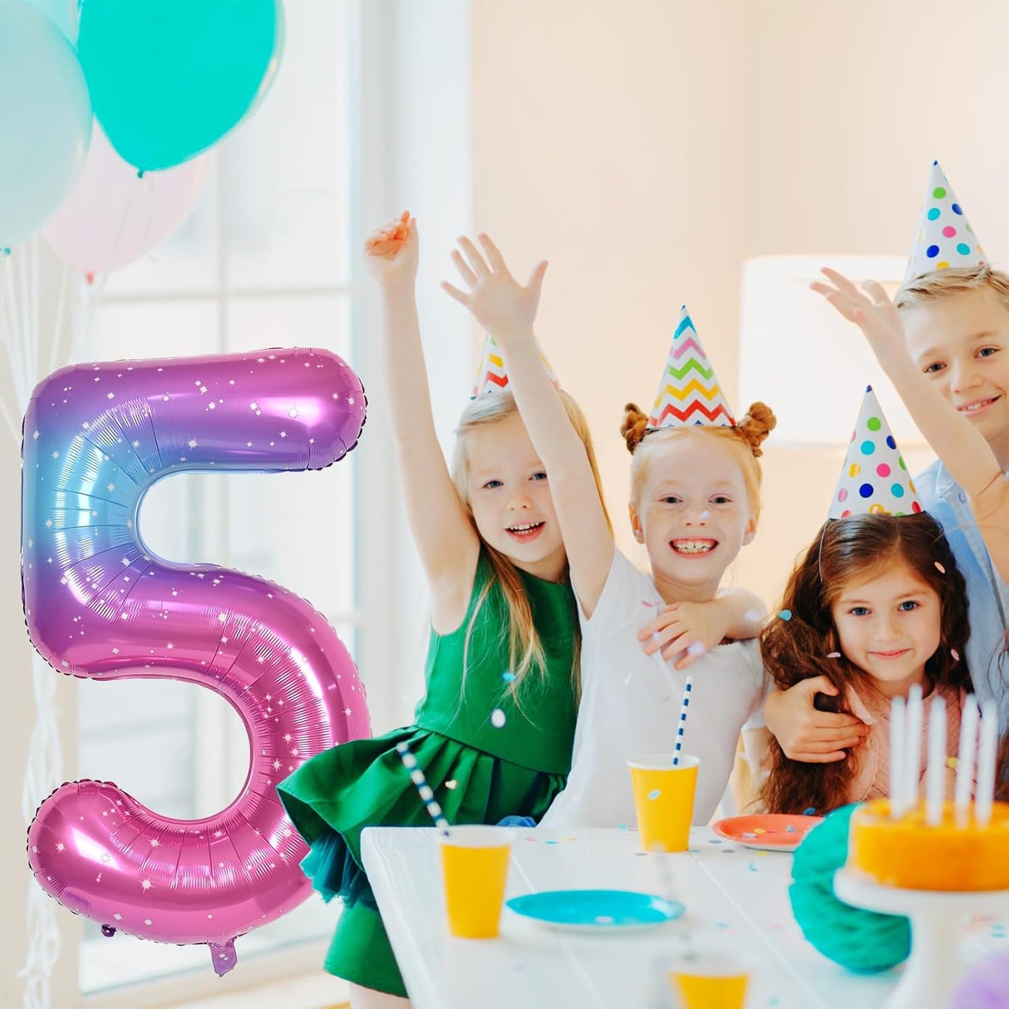 40 In Rianbow Large Numbers Balloons 0-9, Self Inflating Gradient Blue Pink Foil Number 0 Helium Balloons for Girls, Starry Digit 0 Balloons for Women Birthday Party Anniversary Supplies Decorations