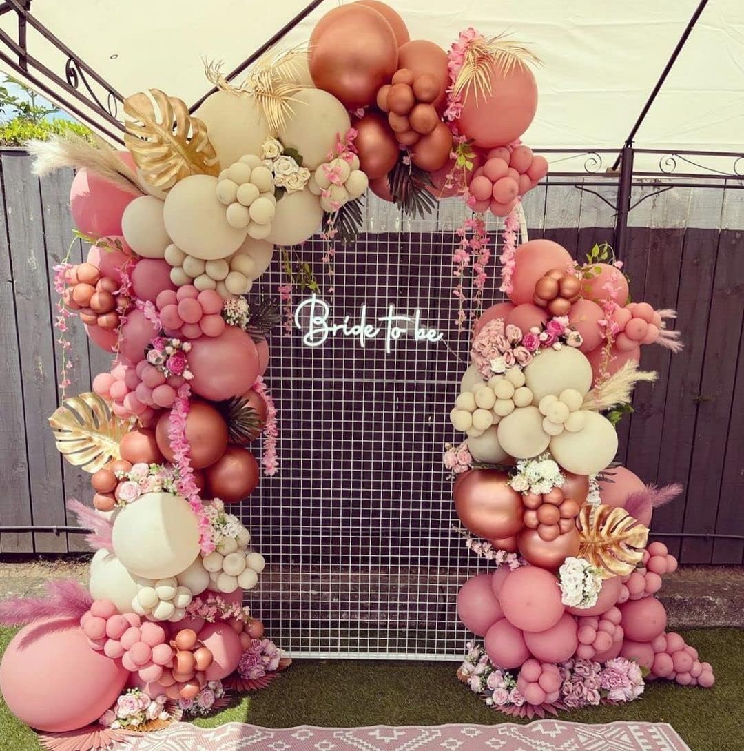 Dusty Pink Boho Blush Balloons, Metallic Rose Gold Retro Pink Ivory White Balloon, Nude Cream White Balloon and Confetti Balloons for Bridal Baby Shower Girls Birthday Wedding Decor Supply