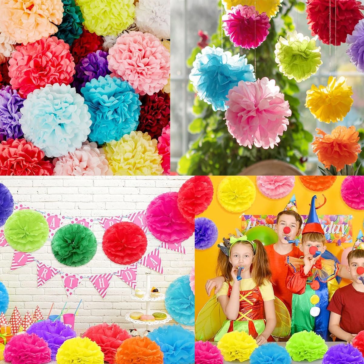 12pcs 10in 12in Yellow Pom Poms Tissue Paper Flower Hanging Flower Balls Wedding Party Decorations DIY Art Craft Blooms for Birthday Baby Shower Nursery Decor