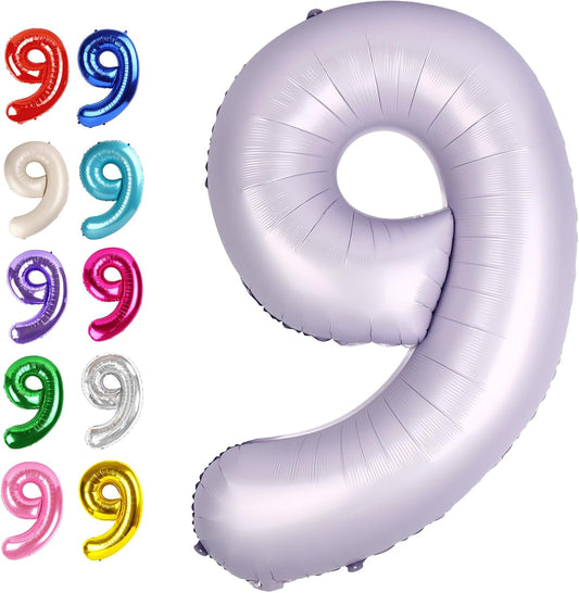 Big Lilac 40 Inch 9 Balloon Number, Jumbo Giant 9th 19 29 39 49 99 Birthday Party Decorations, Large Lavender Foil Balloons Anniversary Birthday Party Engagement Decorations