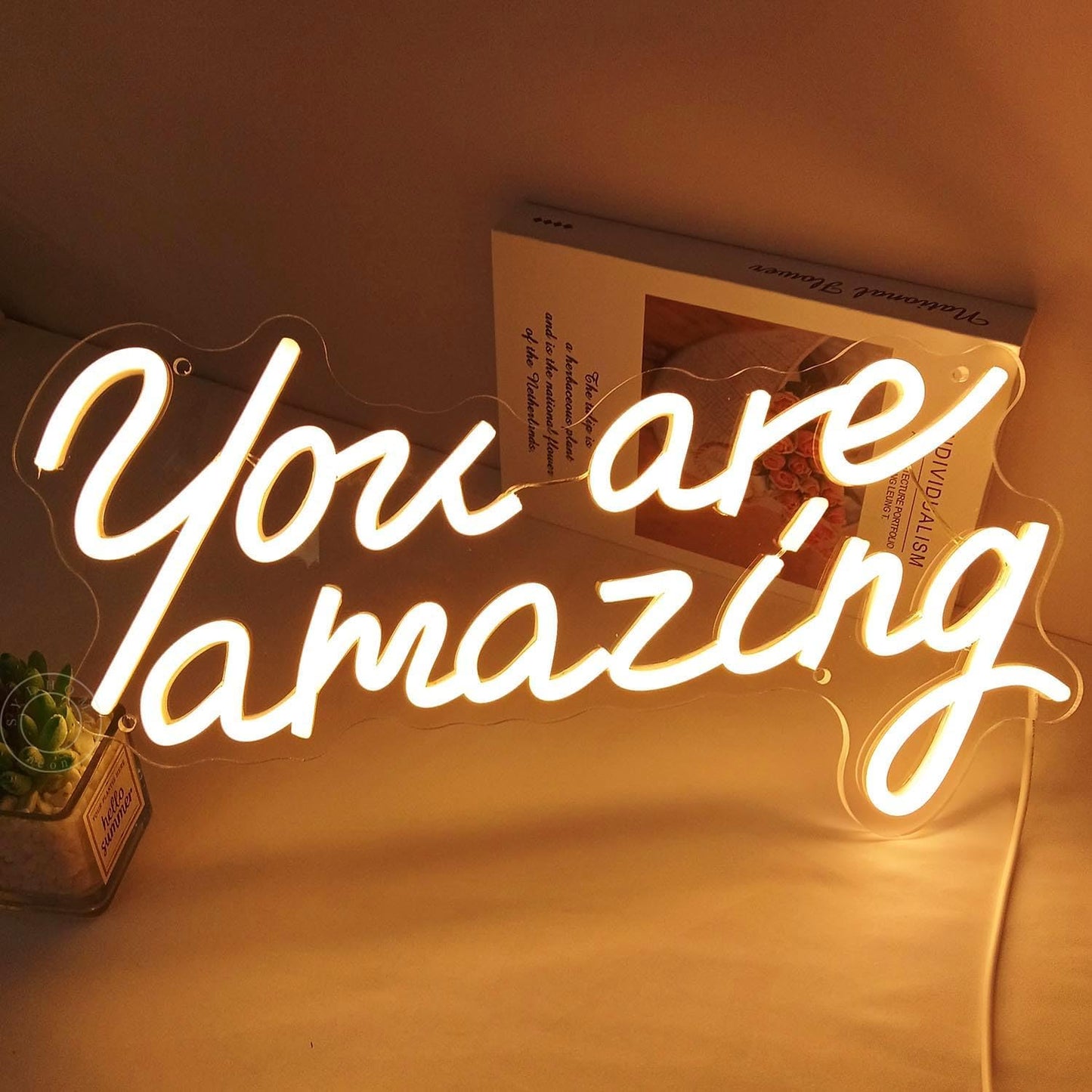 SYLHOME You Are Amazing Led Neon Light Sign Girls Bedroom Kids Room Wall Decor Sign Wedding Birthday Christmas Graduation Party Sign Student USB 15.75" X 8.94" Warm