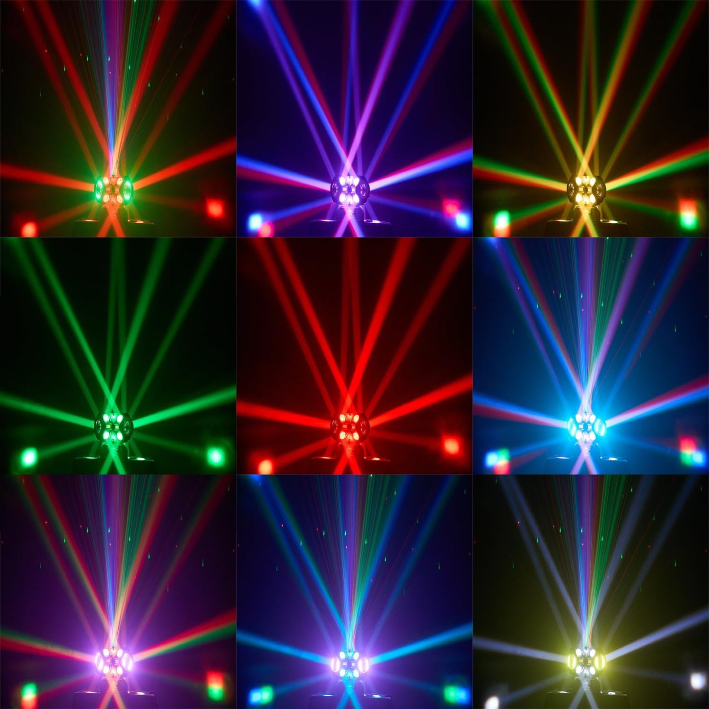 Moving Head DJ Lights 180W LED with 4 Rotating Head,16X10W RGBW 4-in-1 Multiple Effects Changing，21CH DMX-512/Sound Activated for Christmas KTV Wedding