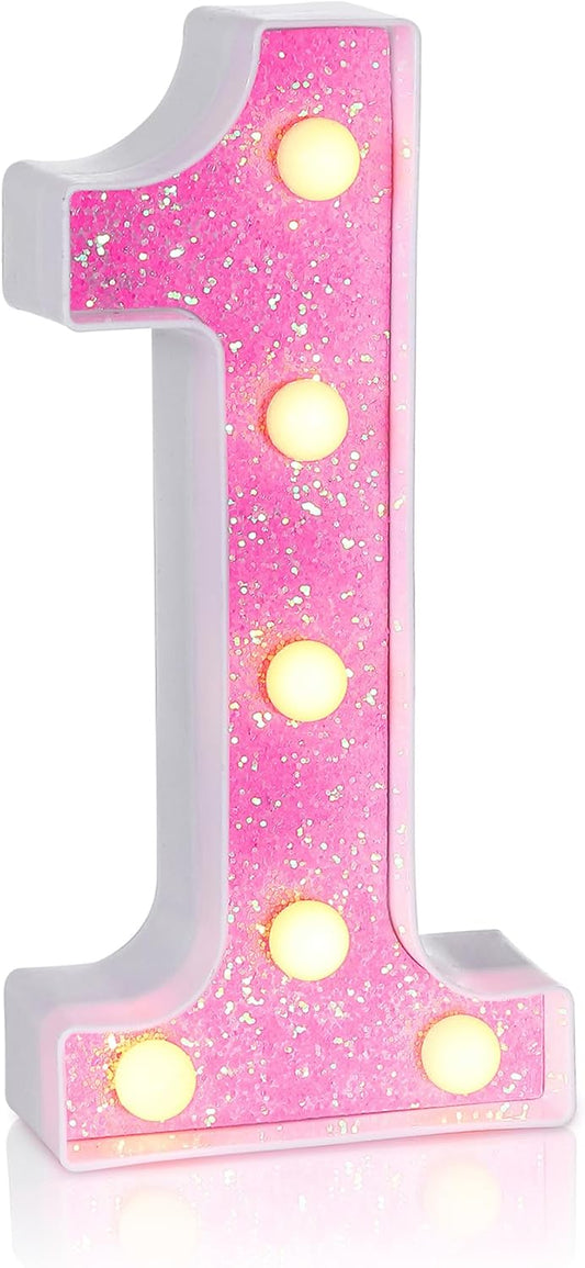 Foaky Pink Light up Letters，Pink Party Decorations,Girls Room Decor,Glitter Marquee Numbers,Alphabet Letter Sign for Night Light Birthday Party Girls Gifts, Home Bar Decoration (1)
