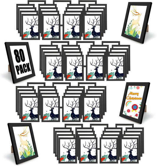 Set of 80 Picture Frame Bulk Photo Frames Wall Mounting Simple Photo Frames Picture Frames for Wall or Tabletop, 4x6 Black