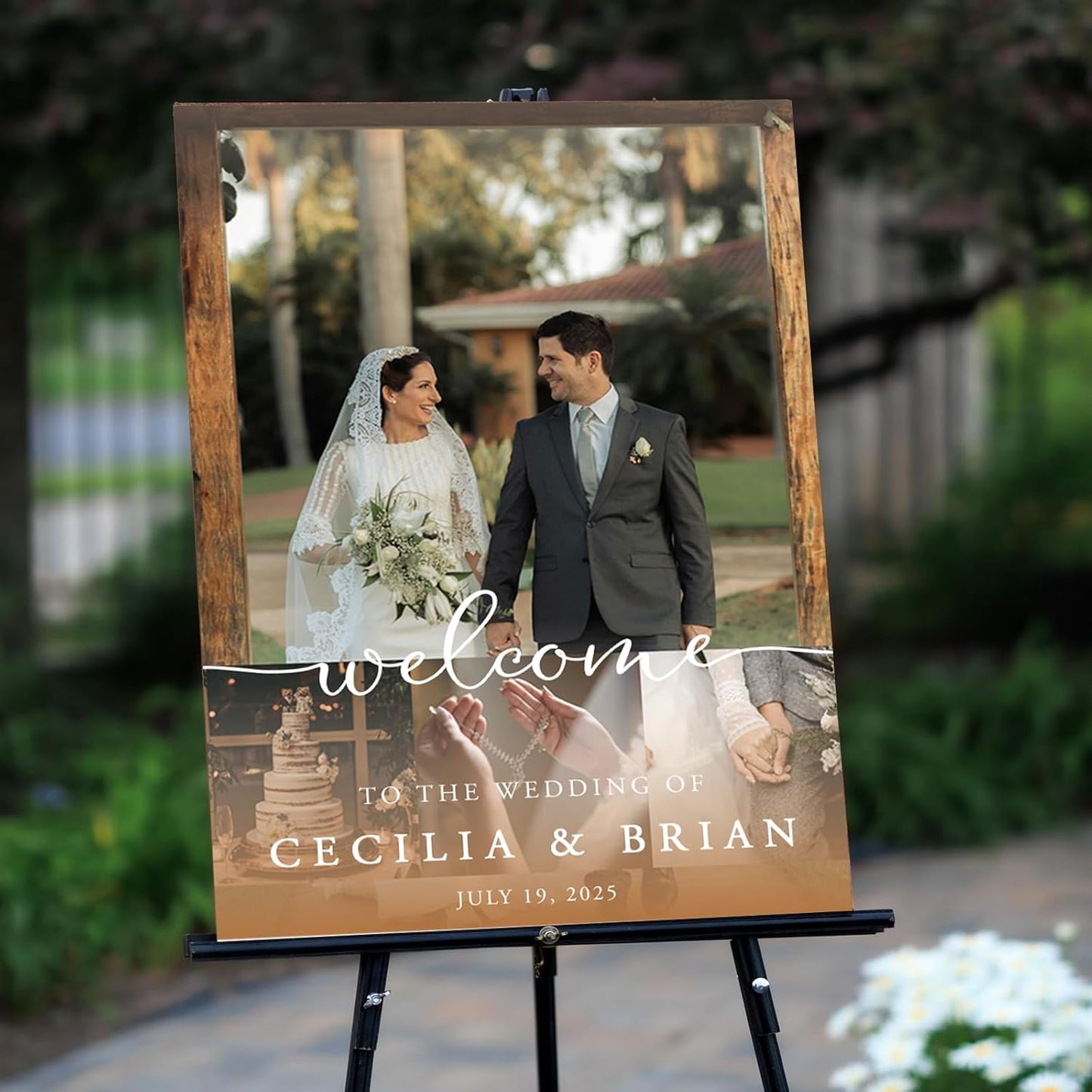 Custom Couple Photo Wedding Welcome Sign, Gifts for Weddings, Anniversary, Bridal Party, Customized Weddings Poster Signs for Bride & Groom, Decoration for Indoor Outdoor Celebration