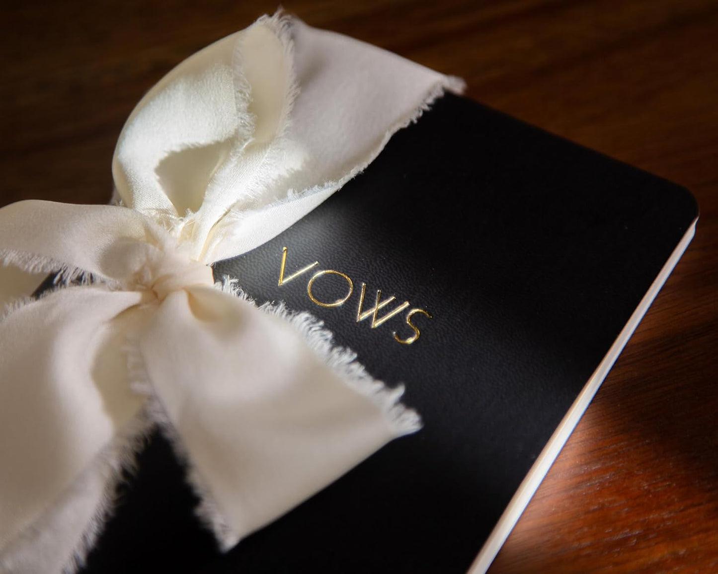 Black White Embossed Slim Vow Books w/Ribbon (Set of 2) - 5.625 x 4 Minimalist Pocket Sized Embossed Wedding Ceremony Vow Renewal Speech Notebook Journal