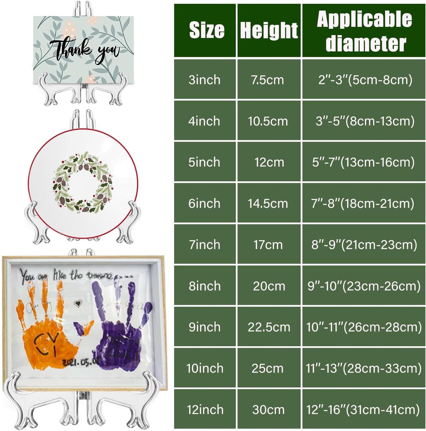 12 Pack 4 Inch Clear Plastic Easels or Stand/Plate Holders to Display Pictures or Other Items at Weddings, Plate Stands for Home Decoration, Birthdays, Tables