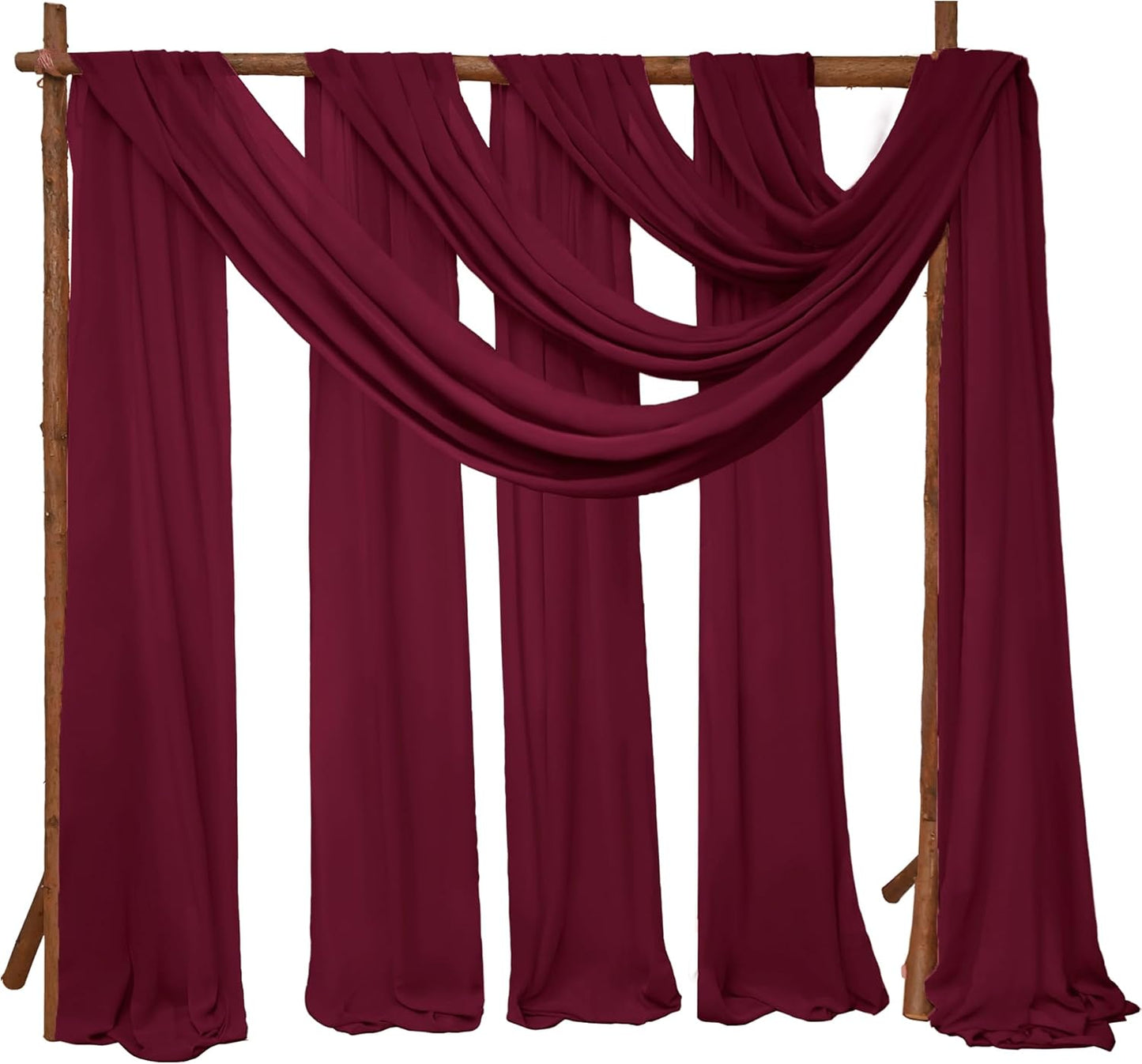 6 Panels Burgundy Wedding Arch Drapery 28" x20Ft Wedding Arch Draping Fabric Chiffon Fabric Drape Sheer Backdrop Curtain for Weddings Party Swag Ceremony Birthday Arbor Drapery Reception Ceiling Décor