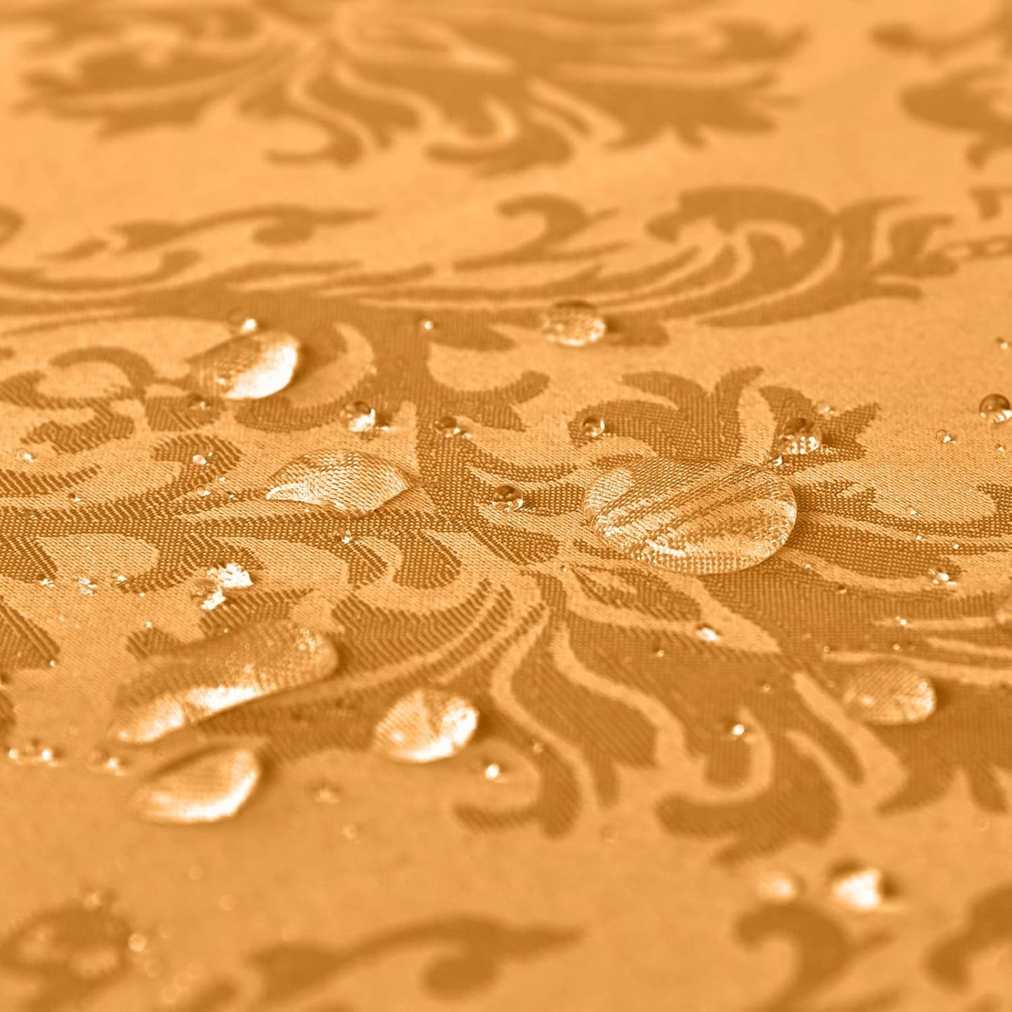 SASTYBALE Amber Rectangle Jacquard Tablecloth, Spill Wrinkle Proof Damask Table Cloth for Rectangle Tables, Rectangular Harvest Fall Inddor Outdoor Tablecloths, 60x 102 Inch Amber