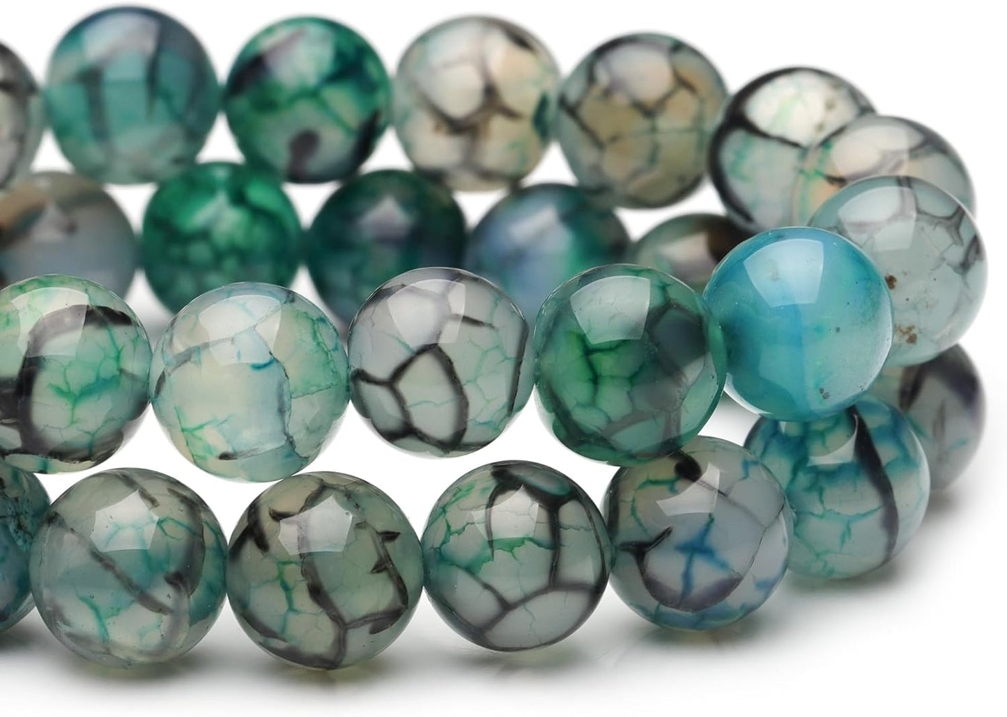 6mm Natural Stone Beads for Jewelry Making,Dragon Vein Agate Polished Smooth Round Gemstone Beads for Bracelet Necklace 15 Inch