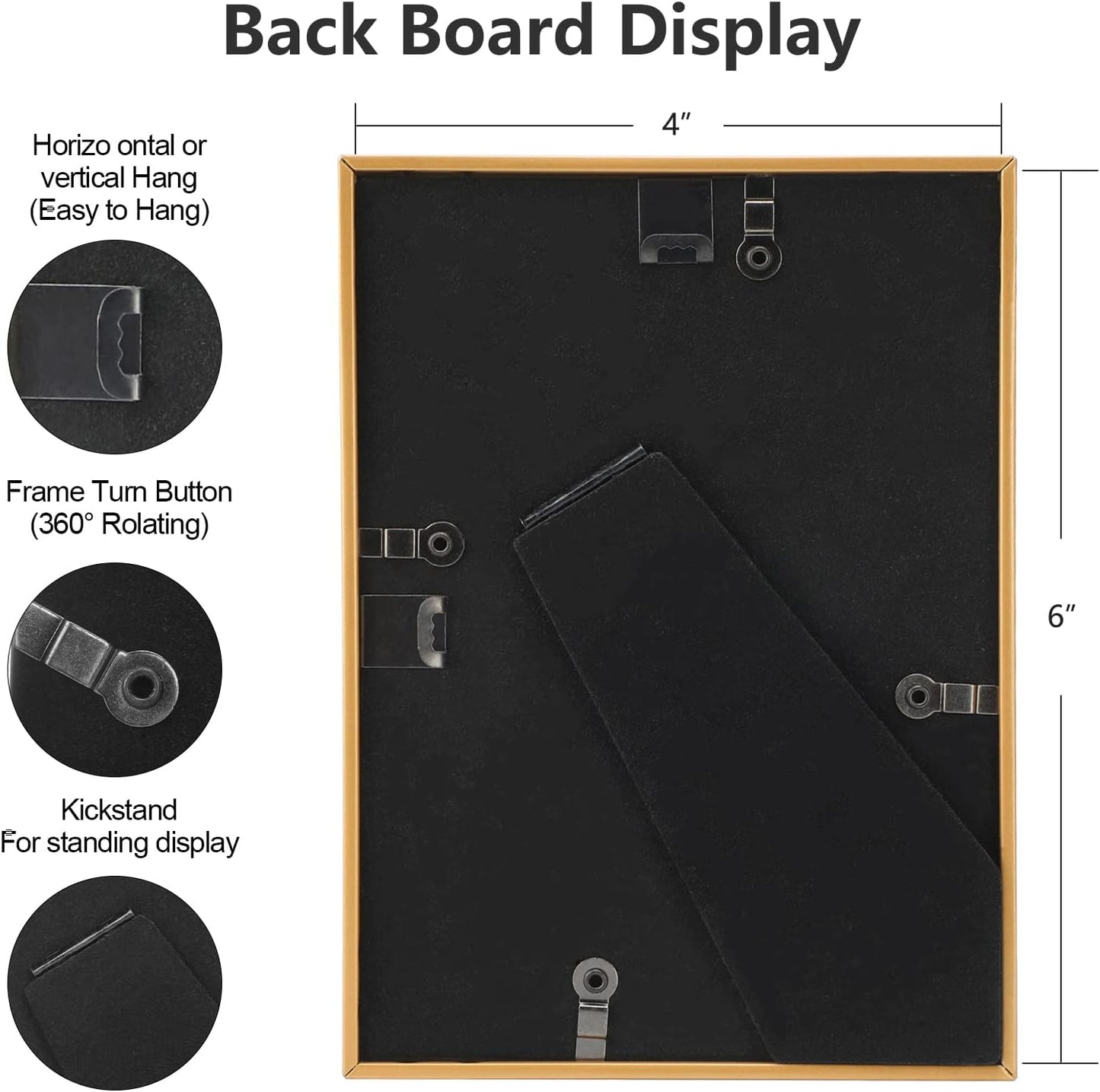 4x6 Picture Frame Matte Gold Modern Simple Thin Aluminum Metal Photo Frame with HD Real Glass, Display for Tabletop and Wall Collage. (2 Pack)