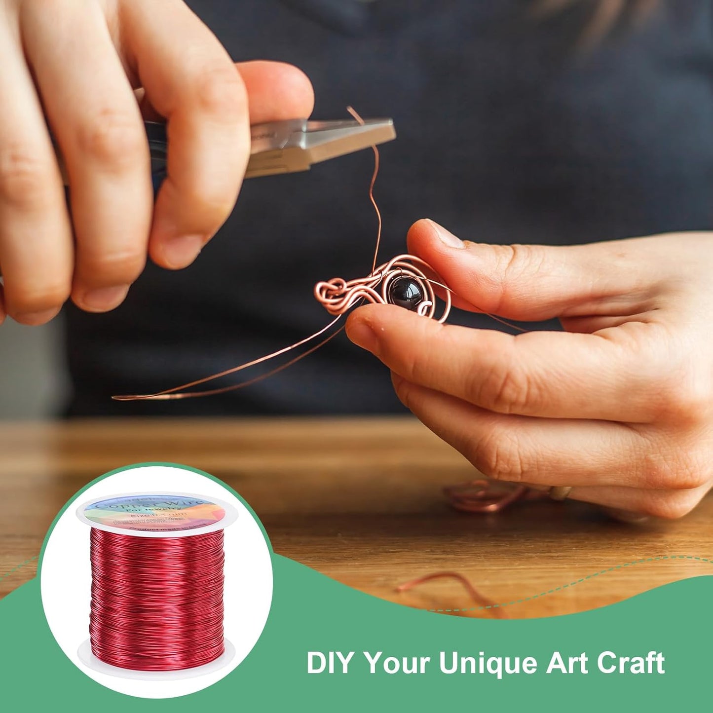 2-Rolls 0.4mm Jewelry Wire, 26 Gauge 328FT Craft Wire Copper Beading Wire for Jewelry Making/Planting/Weaving/DIY Crafting, Soft Metal Wires [100M, Red]