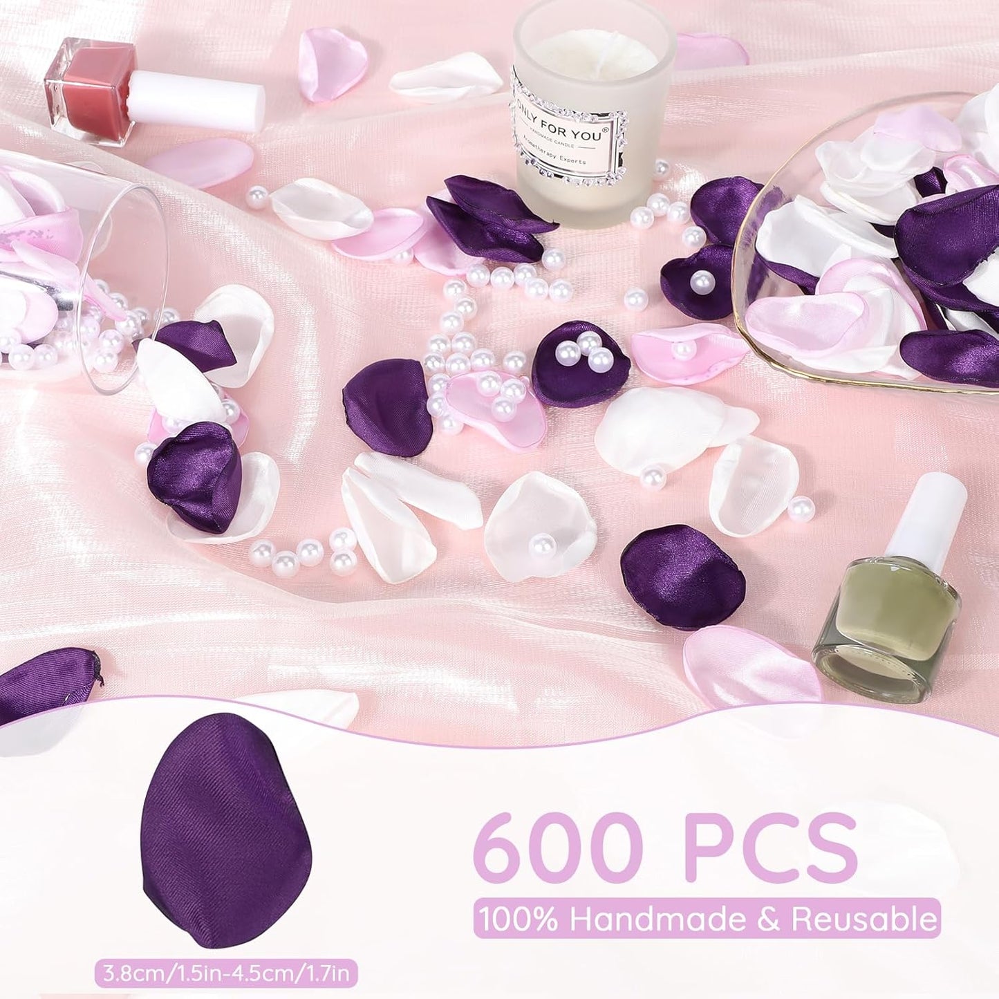 Suream Purple Silk Flower Petals for Wedding, 600 Pcs Flower Girl Petals for Decoration, Silk Rose Petals for Bridal Shower Wedding Aisle Table Centerpieces Reception Tables Romantic Night Decoration