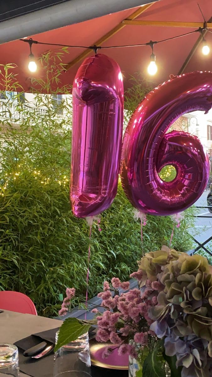 40 Inch Rosy Purple Mylar Foil Number 6 Birthday Balloon, Digital Balloons for 6 16 Boy Girl Party Decorations Supplies, Rosy Purple Big Helium Balloon Numbers for 26 36 46 60 Men Women Anniversary