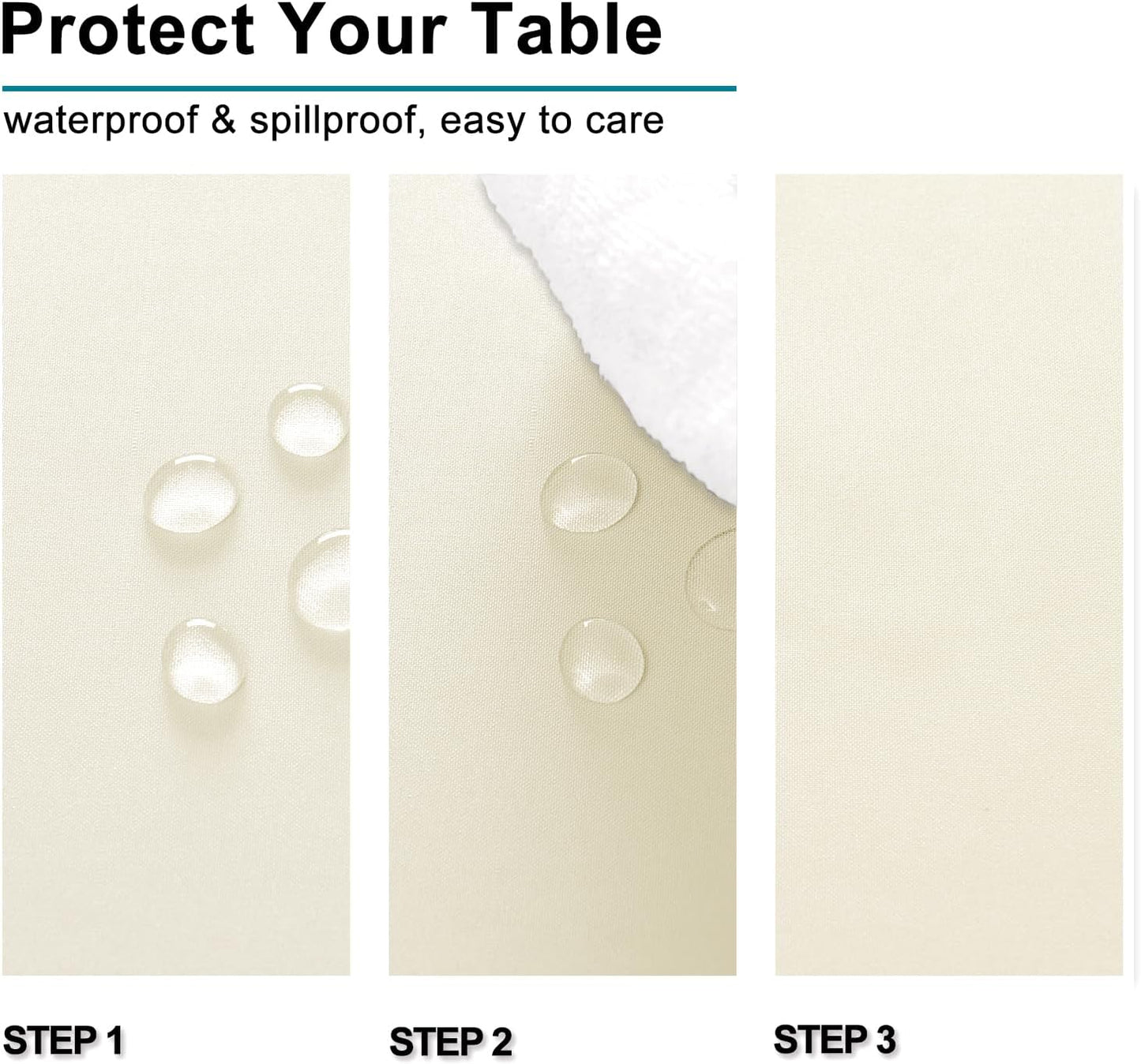 Hiasan Champagne Tablecloth for Rectangle Tables - Waterproof Washable Polyester Fabric Table Cloth for Buffect Dining Birthday Party, 54 x 108 Inch