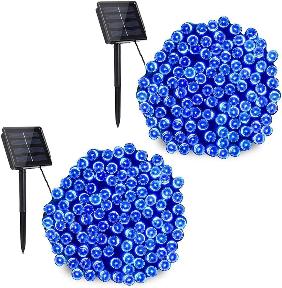 Toodour Solar Christmas Lights Outdoor, 2 Packs Total 144ft 400 LED Solar String Lights with 8 Mode, Outdoor Christmas String Light for Garden, Patio, Fence, Balcony, Xmas Tree Decor - Blue
