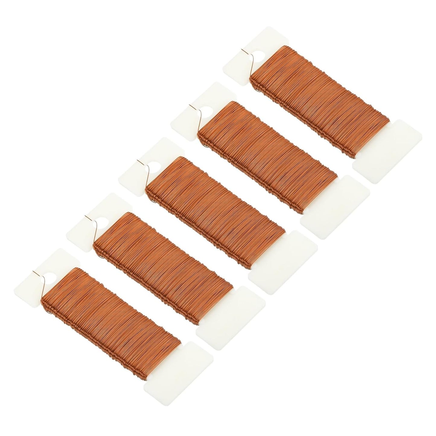 MECCANIXITY 190 Yards/575 Feet 27 Gauge Metal Floral Wire Copper Flexible Paddle Thin Floral Wires for Craft, Christmas Wreath, Flower Arrangement, Wedding, Total 5 Roll