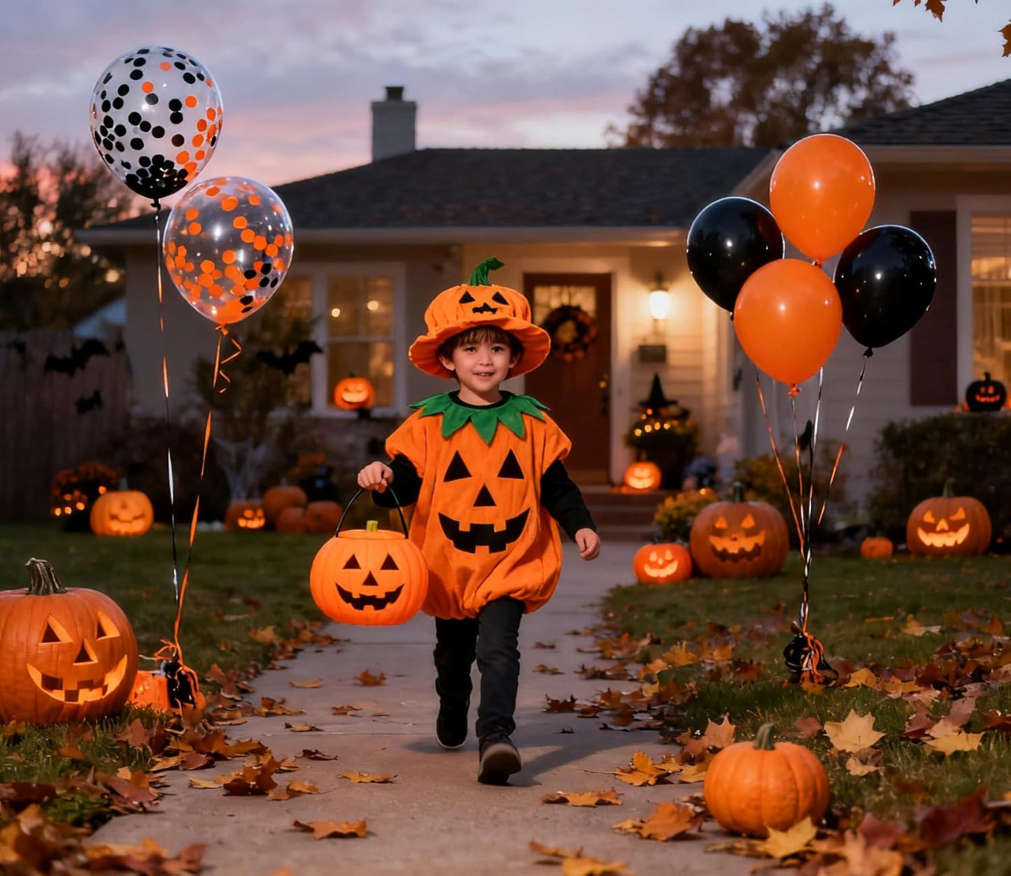 50pcs Orange and Black Foil Confetti Balloons,12 inch Latex Balloon with Orange Black Confetti Inside for Halloween Party Decorations
