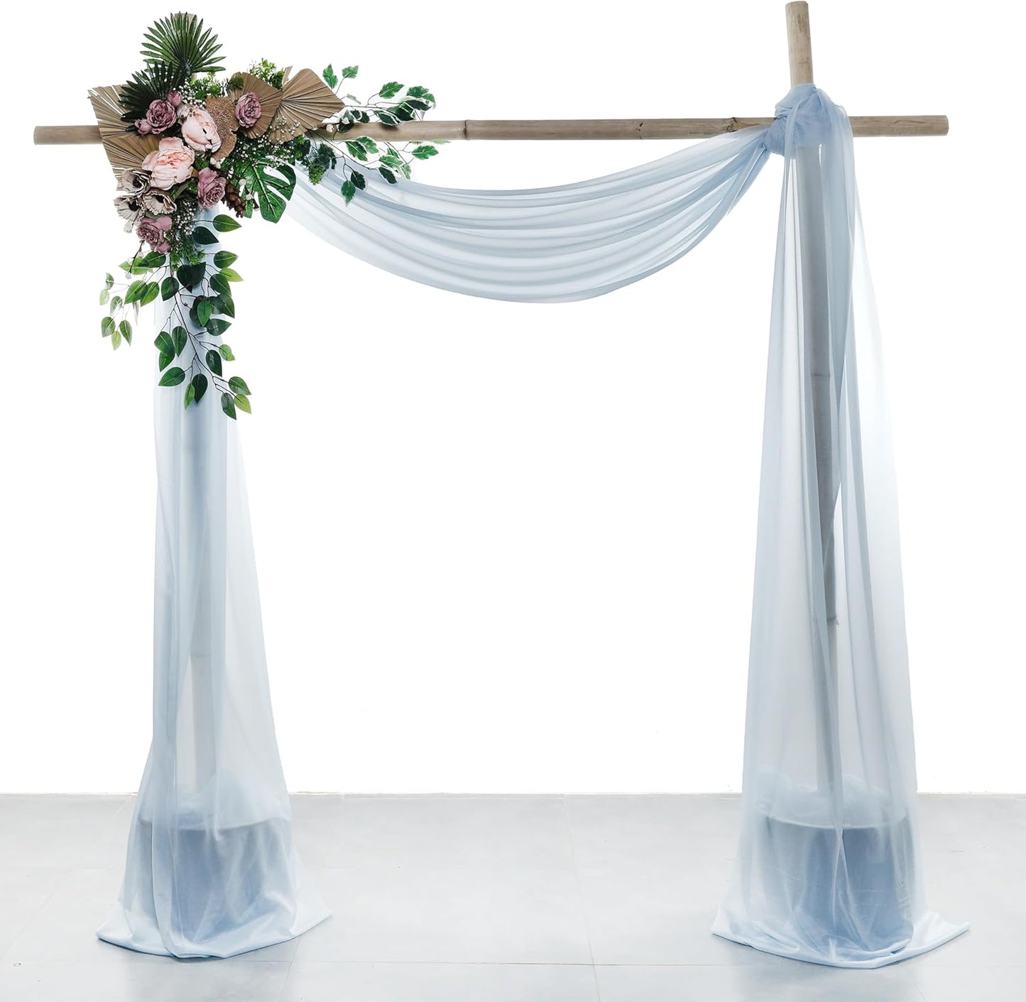 VDS Pack of 1 Panel (30 Inch X 100 Feet) Wedding Arch Draping Fabric Sheer Chiffon Fabric Drapery for Wedding Ceremony Reception Swag Backdrop Canopy Chuppah ARBO Altars Decoration (Baby Blue)