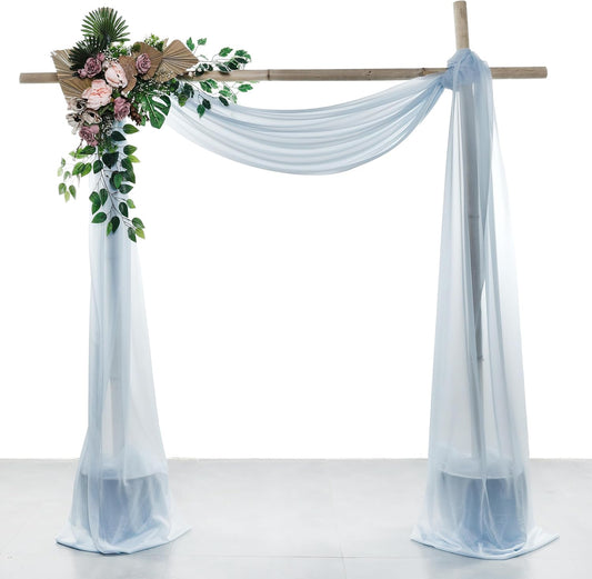 VDS Pack of 2 Panel (30 Inch X 30 Feet) Wedding Arch Draping Fabric Sheer Chiffon Fabric Drapery for Wedding Ceremony Reception Swag Backdrop Canopy Chuppah ARBO Altars Decoration (Baby Blue)