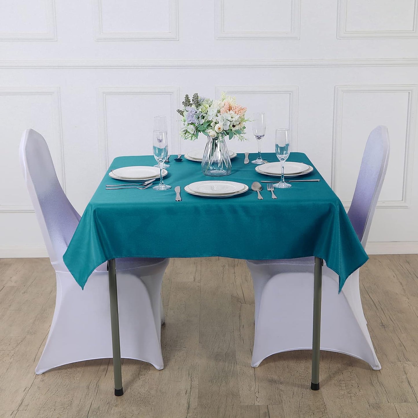 Cupuamon Square Tablecloth 90x90 inch Washable Polyester Fabric Table Cloth for Wedding Party Dining Banquet Decoration（90x90,Caribbean Blue）