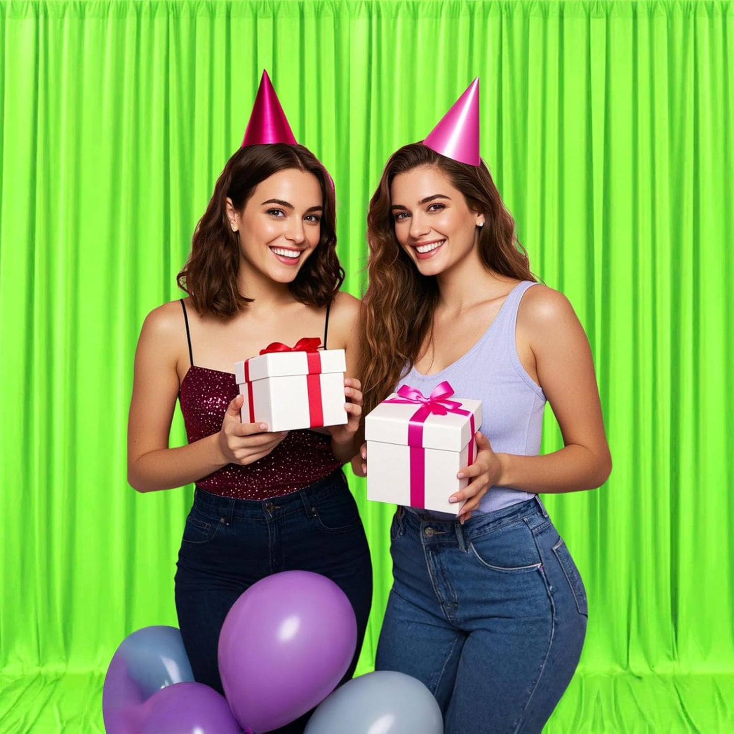 10ft x 10ft Fresh Green Backdrop Curtains for Parties, Fabric Satin Background Curtain with Rod Pockets for Weddings, Birthday, Baby Shower, Photography, Graduation Party Backdrop Drapes, 2 Panels