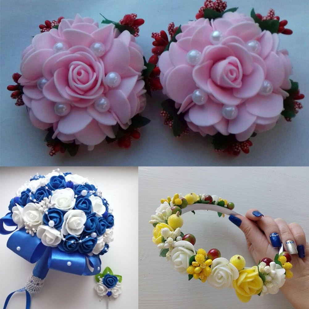 Artificial Flowers 100PCS 3CM Mini Fake Roses for DIY Wedding Bouquets Centerpieces Party Baby Shower Home Decorations (Yellow)