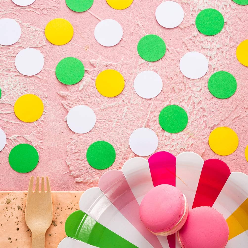Glitter Confetti Circle Dots for Table Wedding Birthday Party Decoration, 1.2 inch in Diameter (yellow,green,white,200pc)