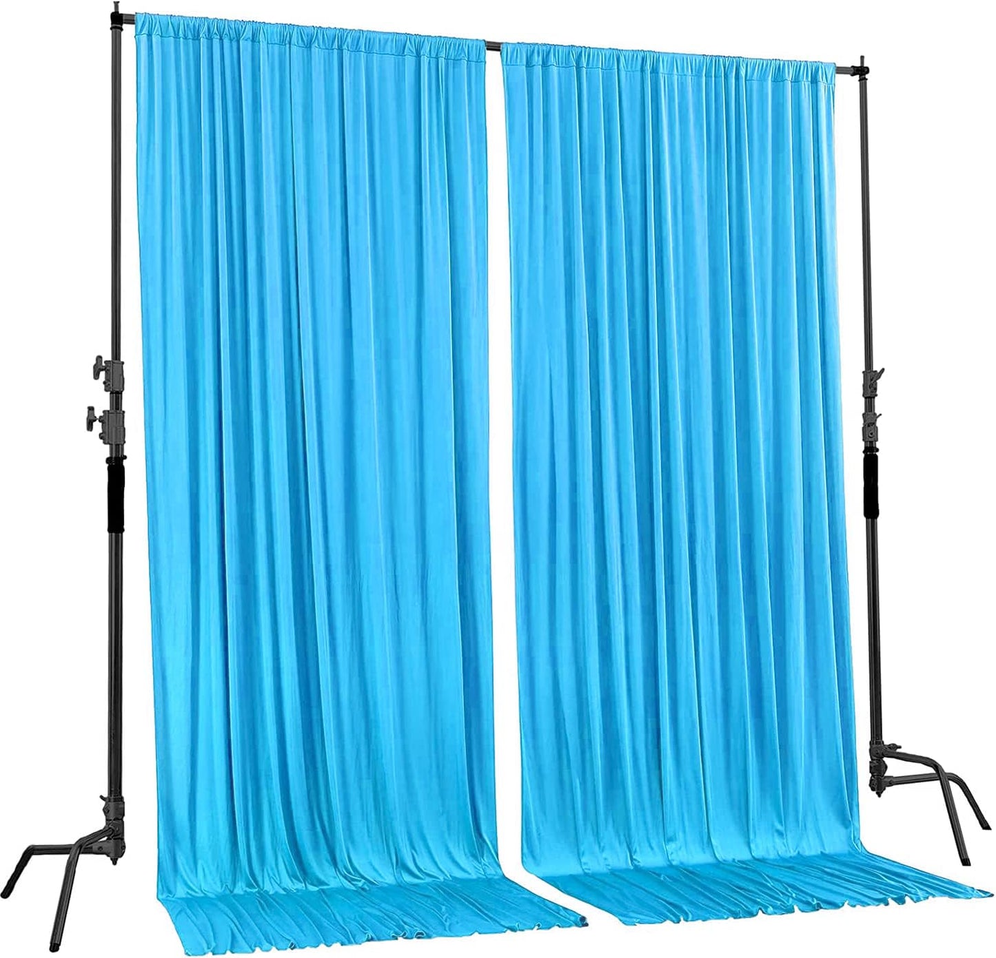 AK TRADING CO. 10 feet x 8 feet IFR Polyester Backdrop Drapes Curtains Panels with Rod Pockets - Wedding Ceremony Party Home Window Decorations - Turquoise