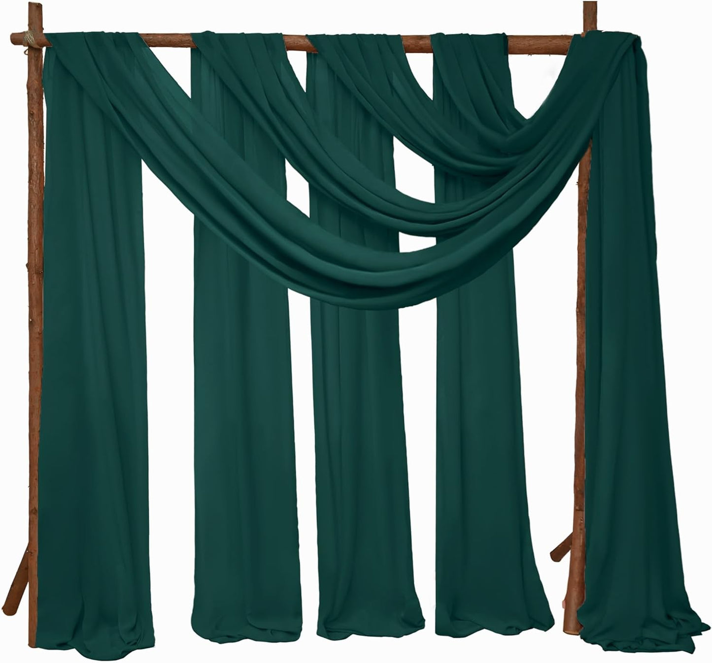 8 Panels Wedding Arch Draping Fabric 28" x20Ft Wedding Arch Drapes Chiffon Fabric Drape Sheer Backdrop Curtain for Weddings Party Ceremony Birthday Arbor Drapery Reception Ceiling Décor(Emerald Green)